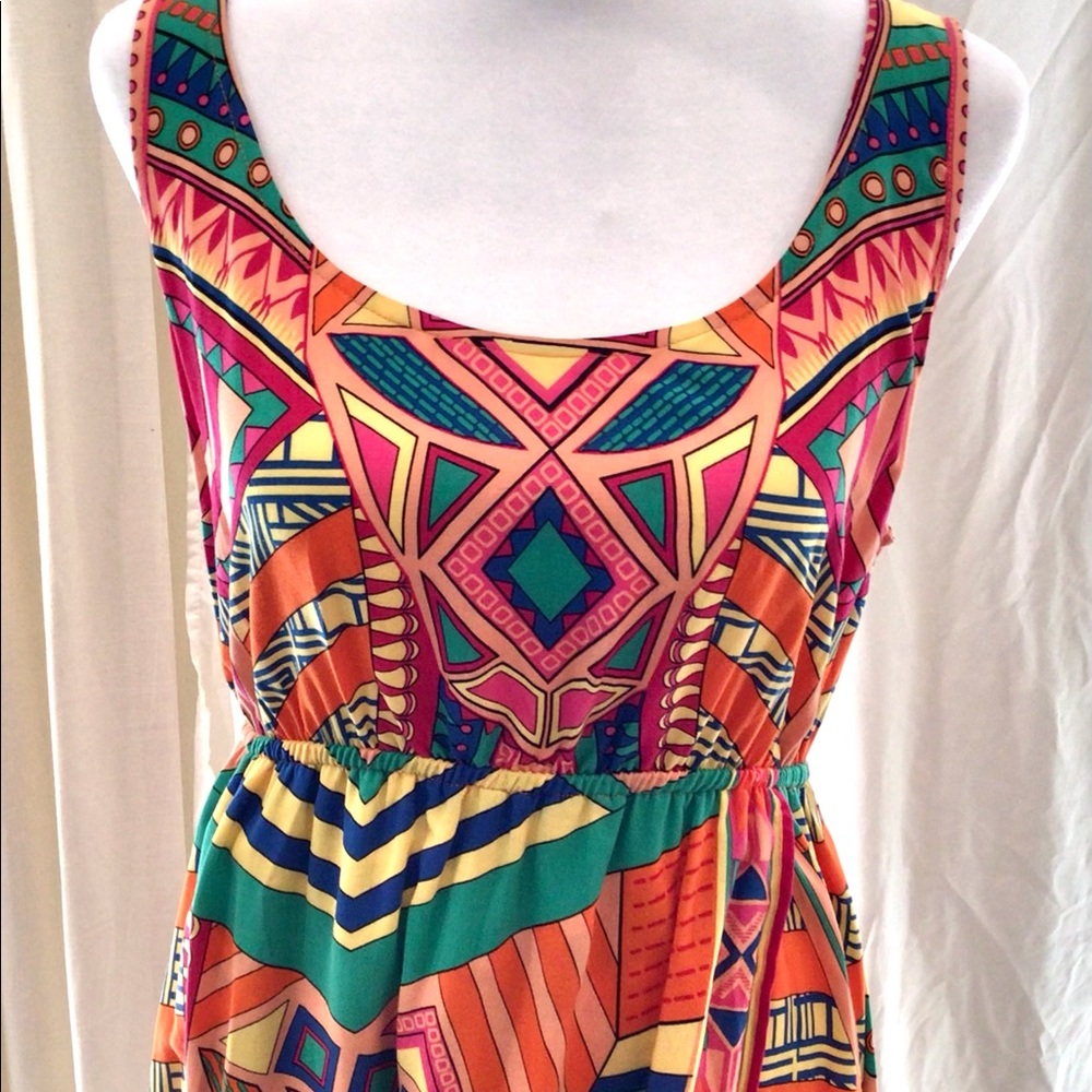 MULTI COLOR PRINTED HIGH LOW DRESS
